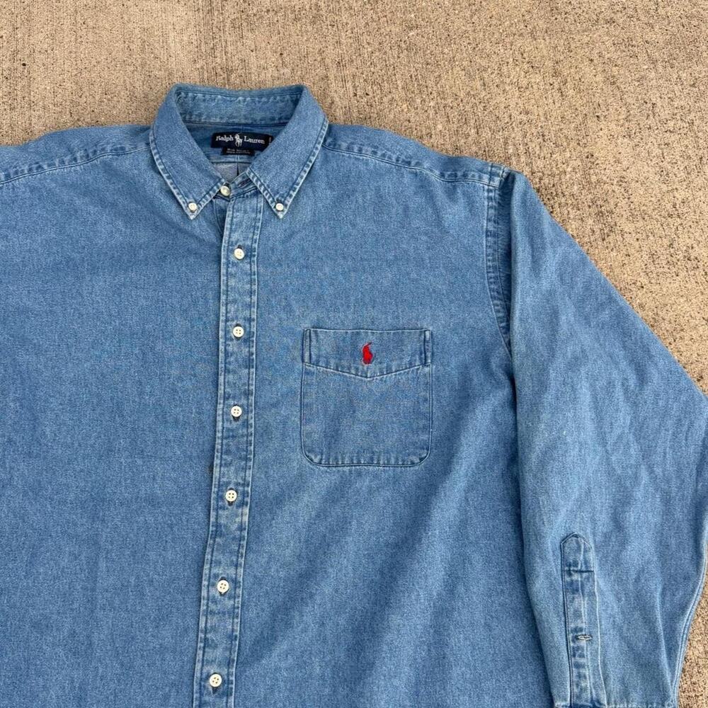 Vintage polo ralph lauren the big shirt denim button up XL